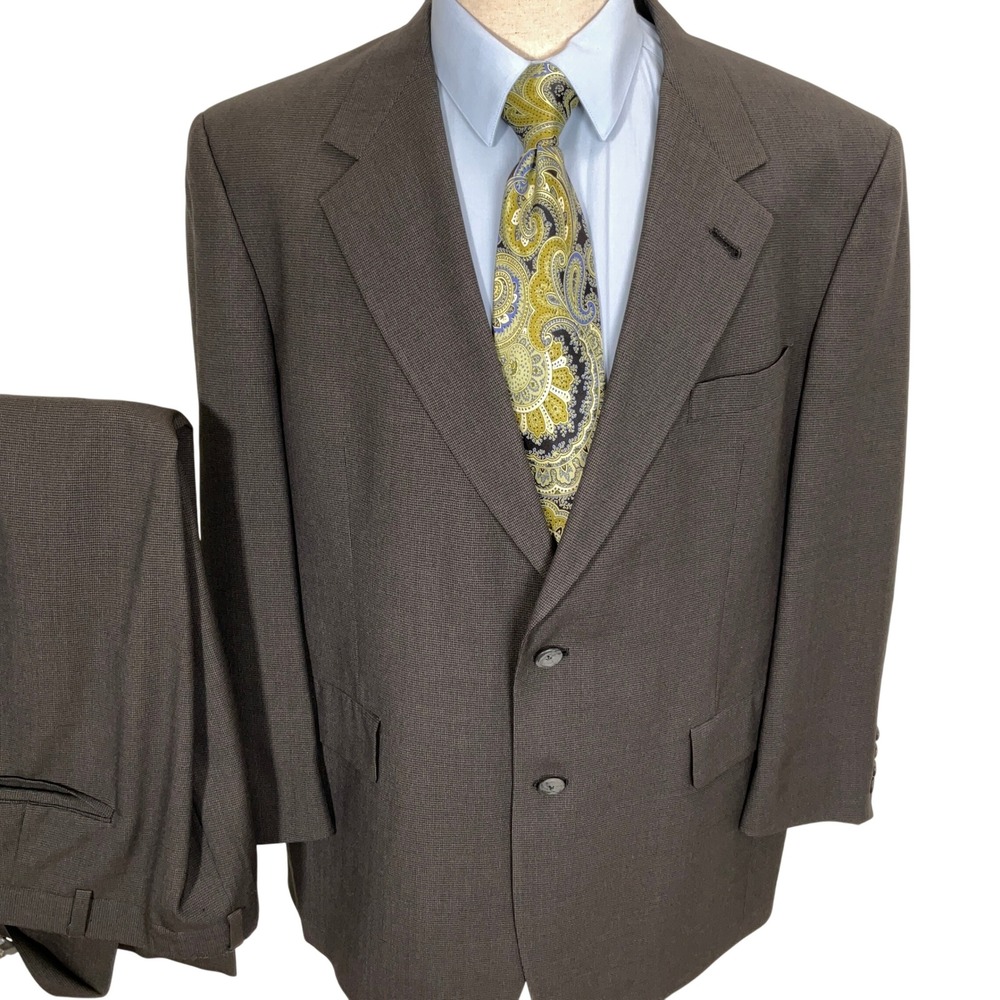 Hart Schaffner Marx Suit Men 43 38W 27.5L Gray Bespoke Worsted Wool USA VTG